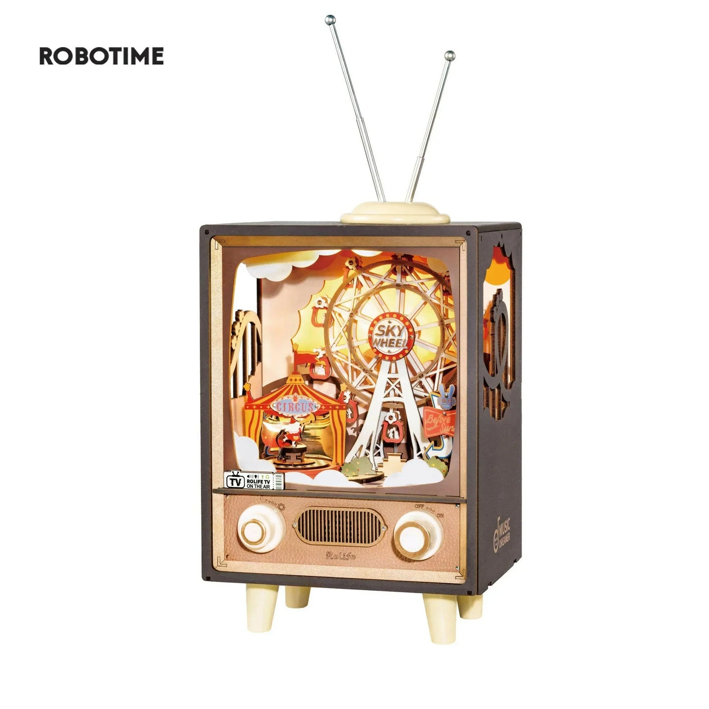 3D Sunset Carnival Music Box – Light-Up Wooden Puzzle for Adults & Kids - Artyhabit