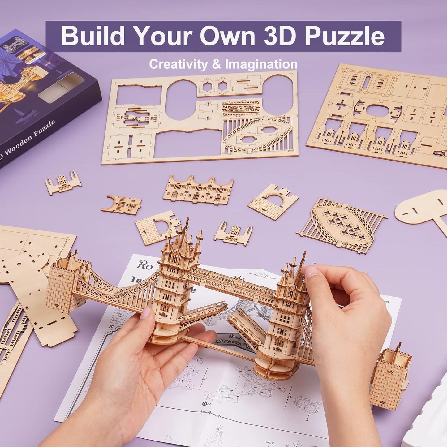 London Tower Bridge – 3D Wooden Puzzle with Lights - Artyhabit