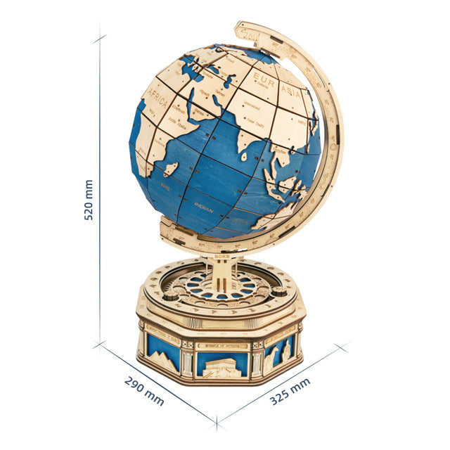 ROKR Globe Earth 3D Wooden Puzzle Kit – Rotating World Map Model - Artyhabit