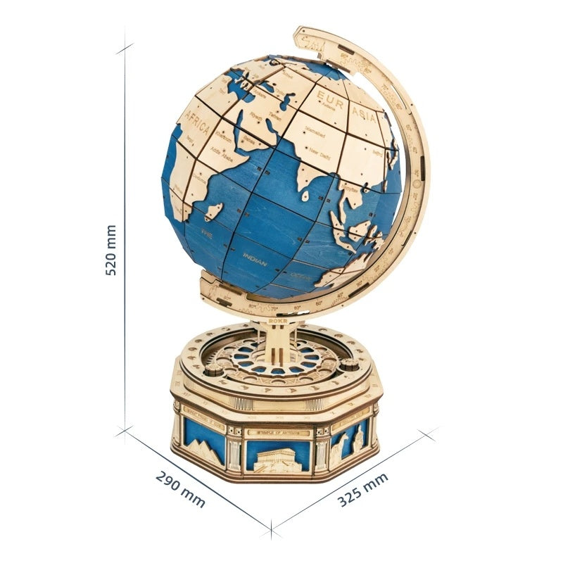 ROKR Globe Earth 3D Wooden Puzzle Kit – Rotating World Map Model - Artyhabit