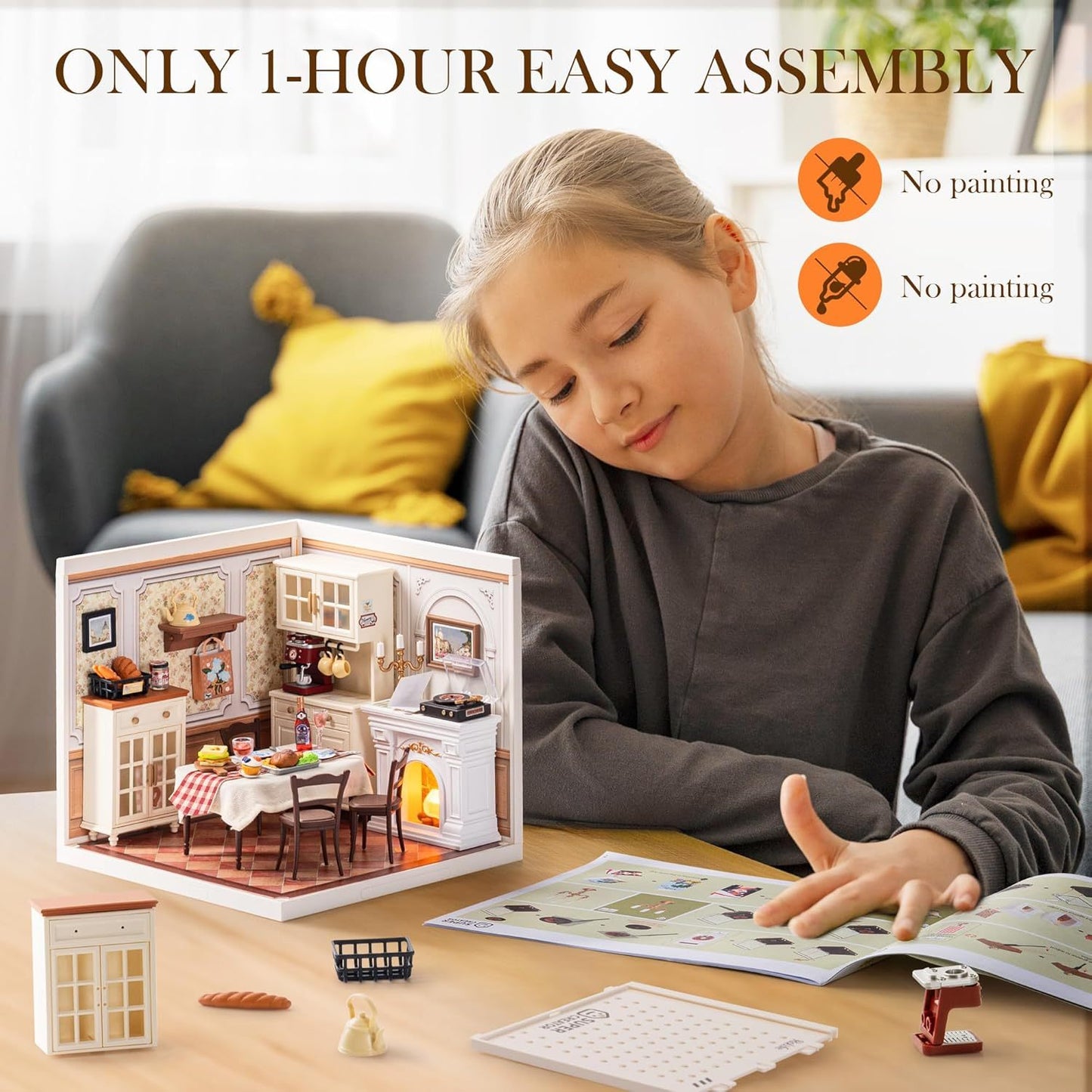 Warm Dining Room – DIY Miniature House Kit - Artyhabit