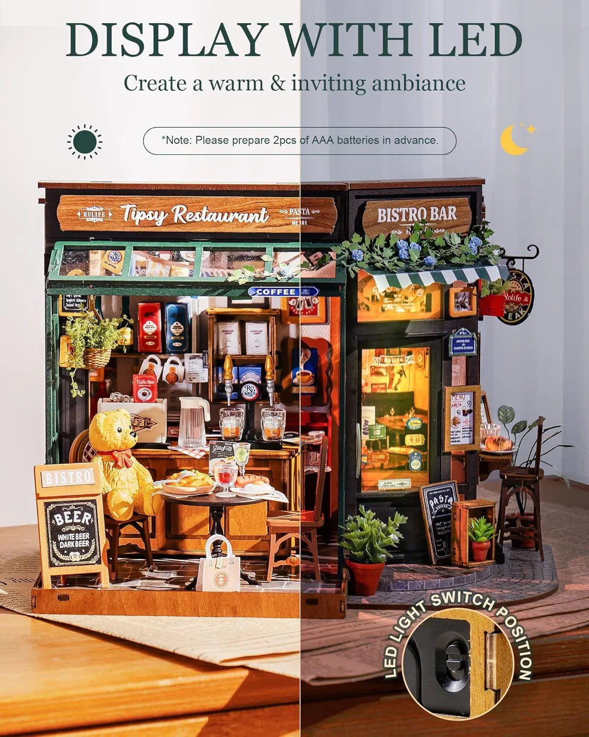 Tipsy Restaurant – DIY Miniature House Kit for Adults & Teens | Cozy Book Nook Decor - Artyhabit