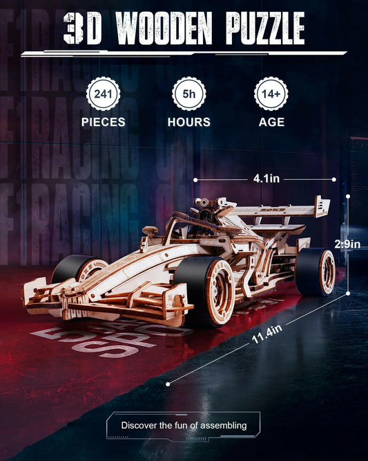 Feel the Rush: Build the ROKR Racing Car 3D Wooden Puzzle for Speed & Style