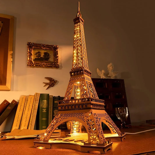 Bring Paris Home: Build the Eiffel Tower 3D Wooden Puzzle with LED Lights