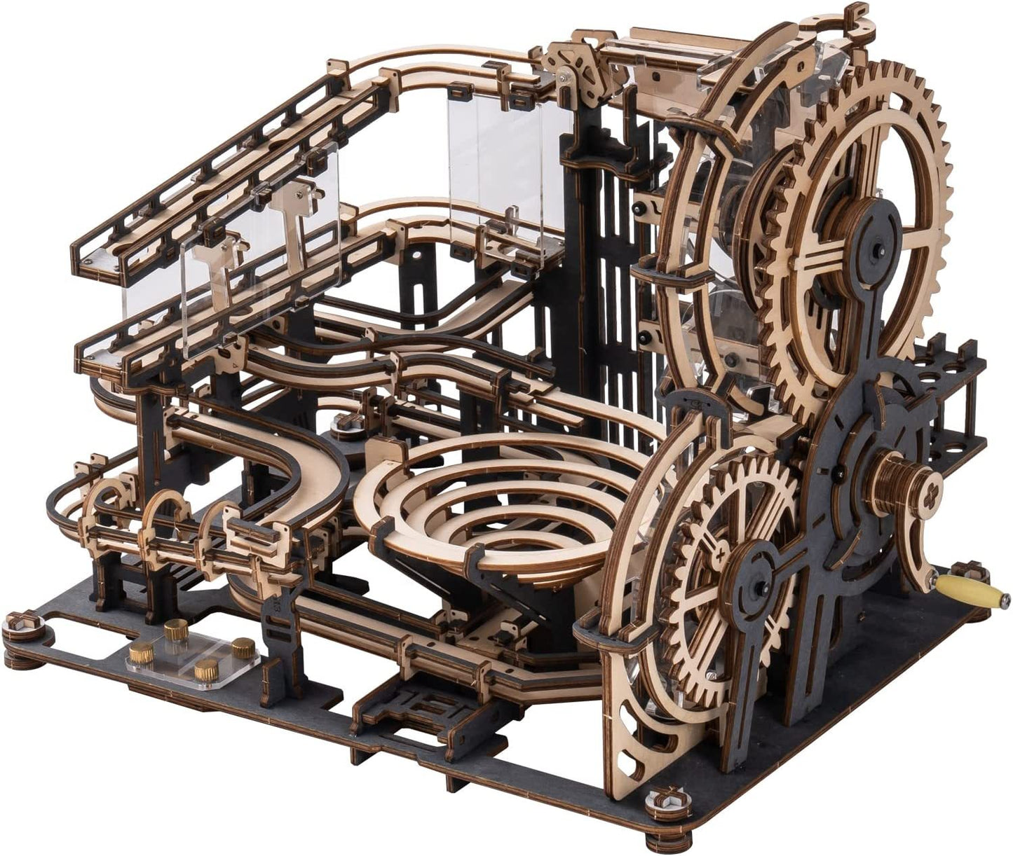 ROKR Marble Night City 3D Wooden Puzzle Kit – Mechanical Marble Run with Lights (LGA01) - Artyhabit