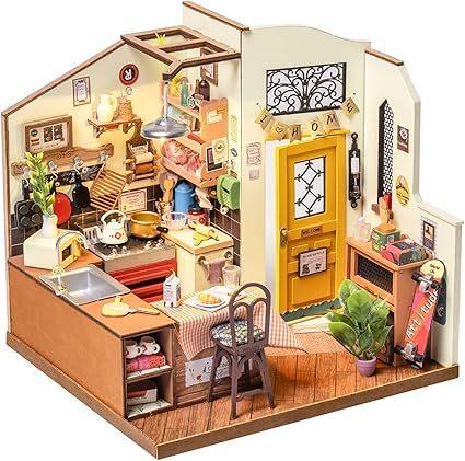 Happy Kitchen Miniature Dollhouse – DIY Puzzle Kit with LED - Artyhabit
