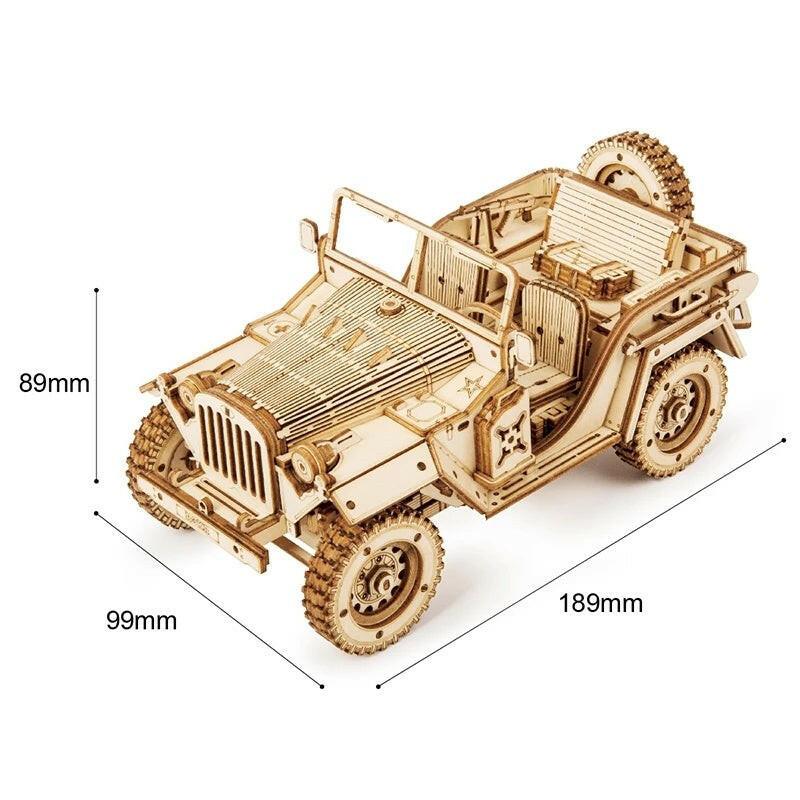 3D Wooden Jeep Puzzle – Vintage Off-Road Mechanical Model Kit - Artyhabit