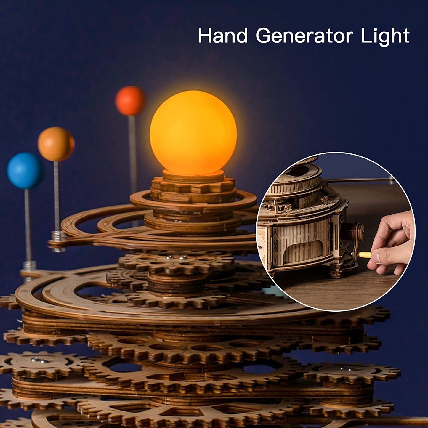 ROKR Mechanical Orrery 3D Wooden Puzzle Kit – Rotating Solar System Model (ST001) - Artyhabit