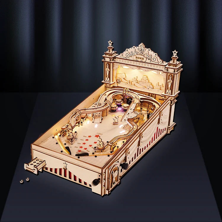 ROKR 3D Pinball Machine DIY Wooden Puzzle Kit (EG01) – Mechanical Pinball Game with Lights & Sound - Artyhabit