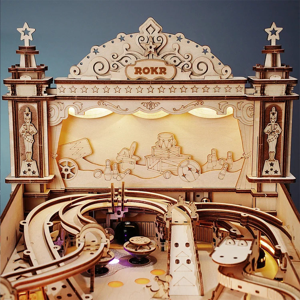 ROKR 3D Pinball Machine DIY Wooden Puzzle Kit (EG01) – Mechanical Pinball Game with Lights & Sound - Artyhabit