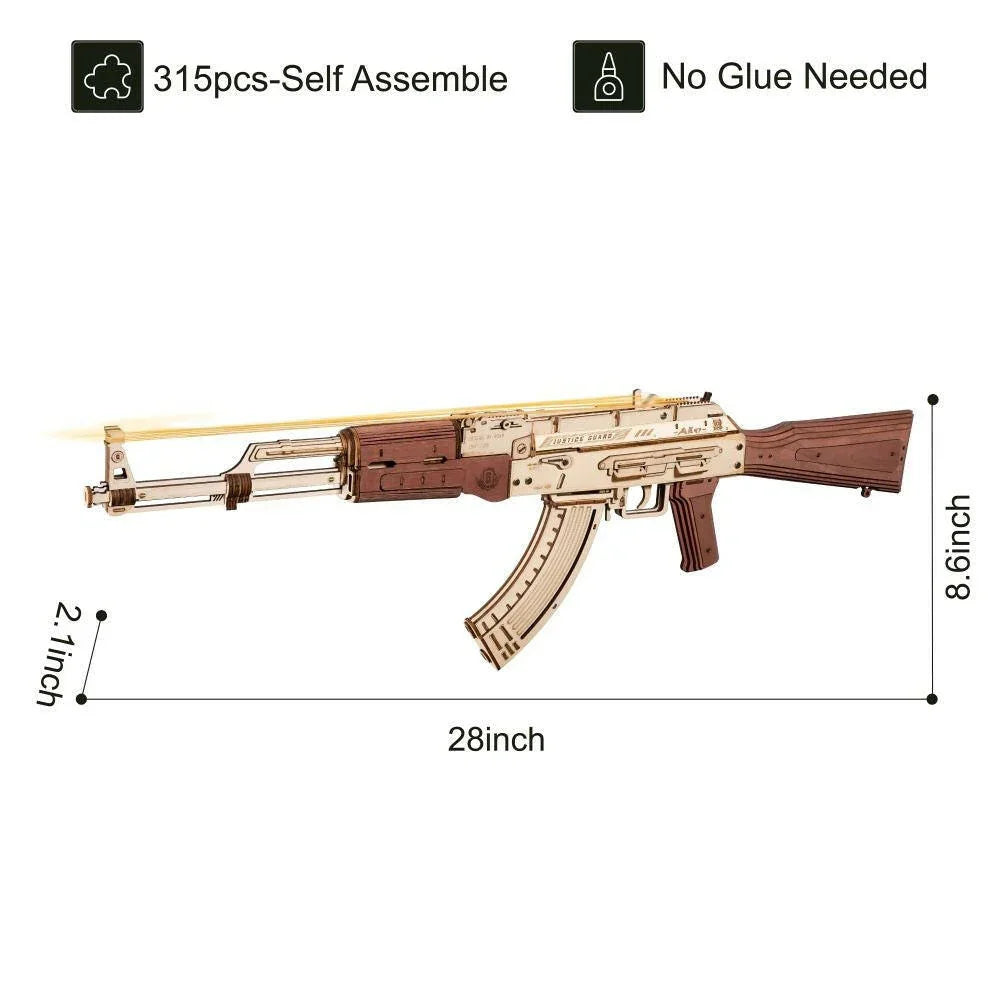 3D Wooden AK-47 Puzzle Gun – Rokr Automatic Rifle DIY Model Kit - Artyhabit