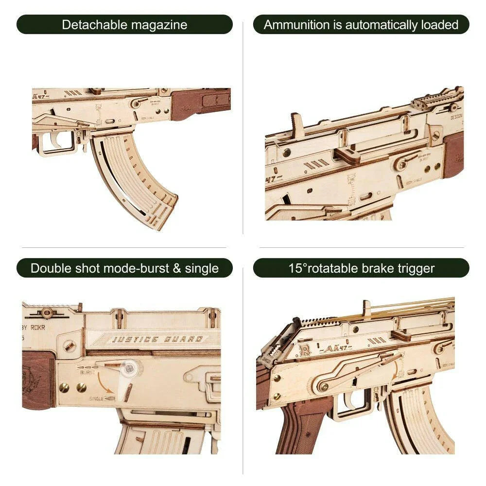 3D Wooden AK-47 Puzzle Gun – Rokr Automatic Rifle DIY Model Kit - Artyhabit