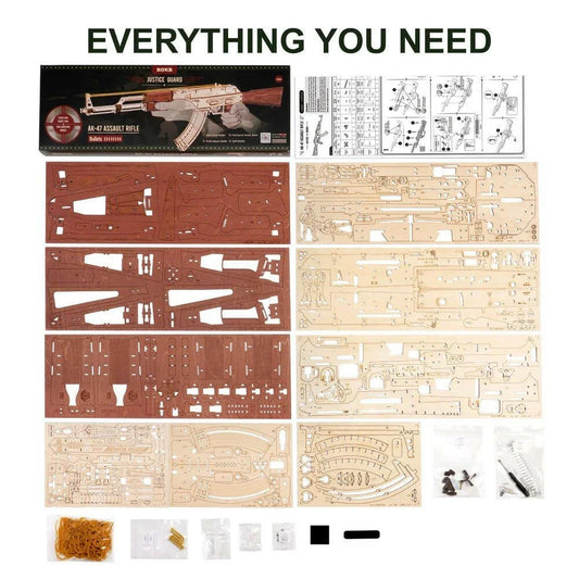 3D Wooden AK-47 Puzzle Gun – Rokr Automatic Rifle DIY Model Kit - Artyhabit