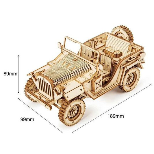 3D Wooden Jeep Puzzle – Vintage Off-Road Mechanical Model Kit - Artyhabit