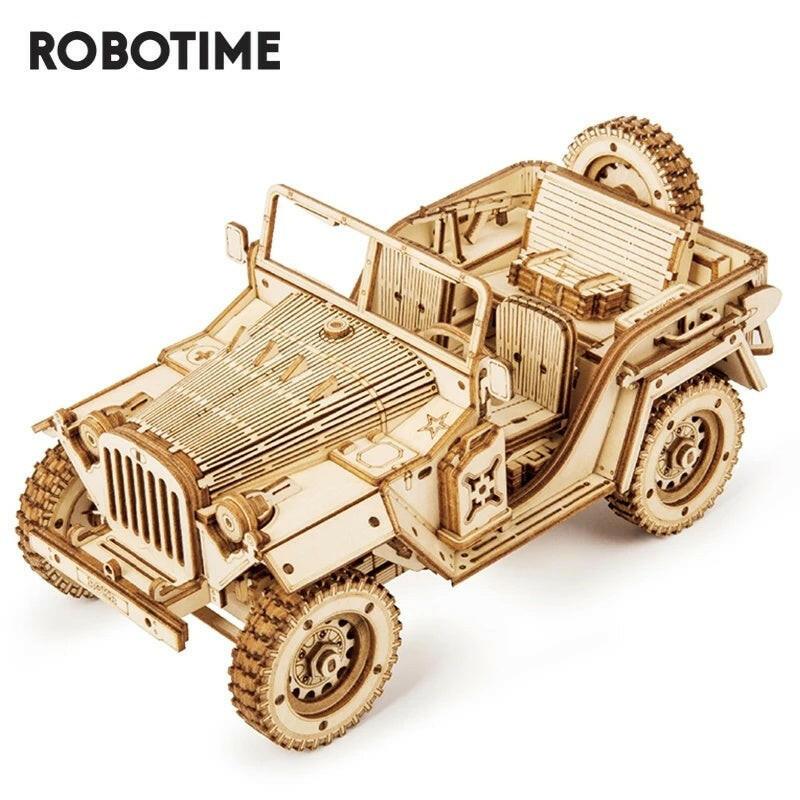 3D Wooden Jeep Puzzle – Vintage Off-Road Mechanical Model Kit - Artyhabit