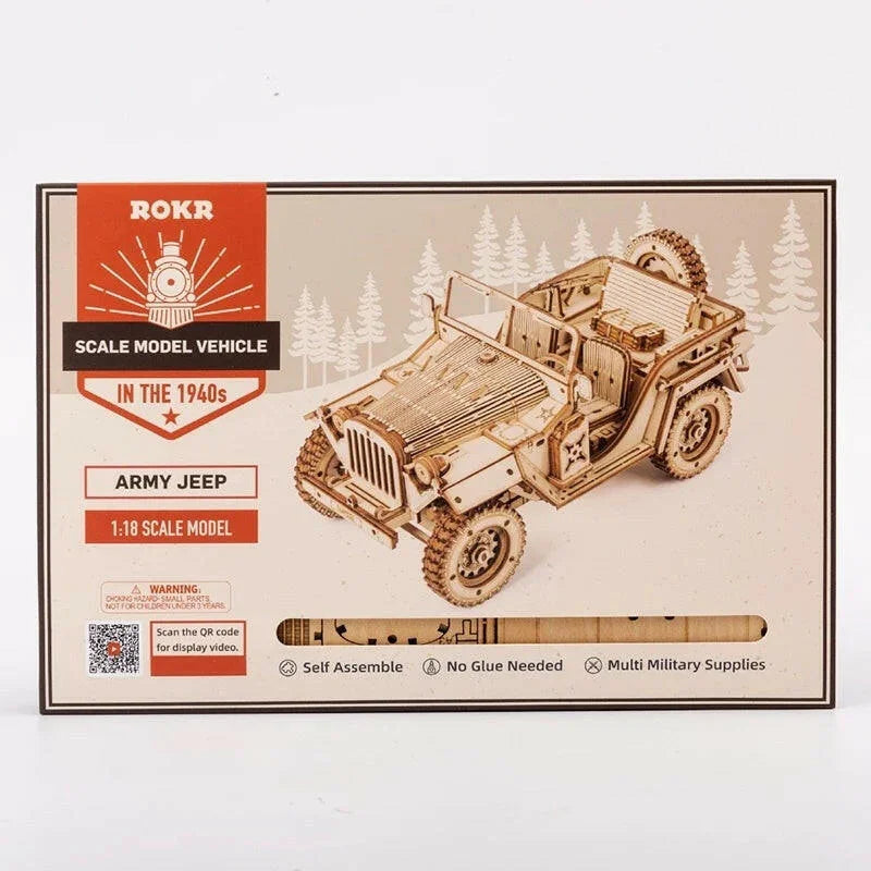 3D Wooden Jeep Puzzle – Vintage Off-Road Mechanical Model Kit - Artyhabit