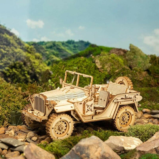 3D Wooden Jeep Puzzle – Vintage Off-Road Mechanical Model Kit - Artyhabit