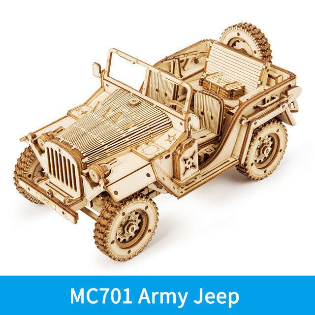3D Wooden Jeep Puzzle – Vintage Off-Road Mechanical Model Kit - Artyhabit