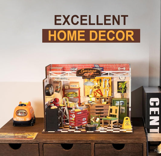 Rolife Garage Workshop DG165 DIY Miniature House Kit with LED Light - Artyhabit