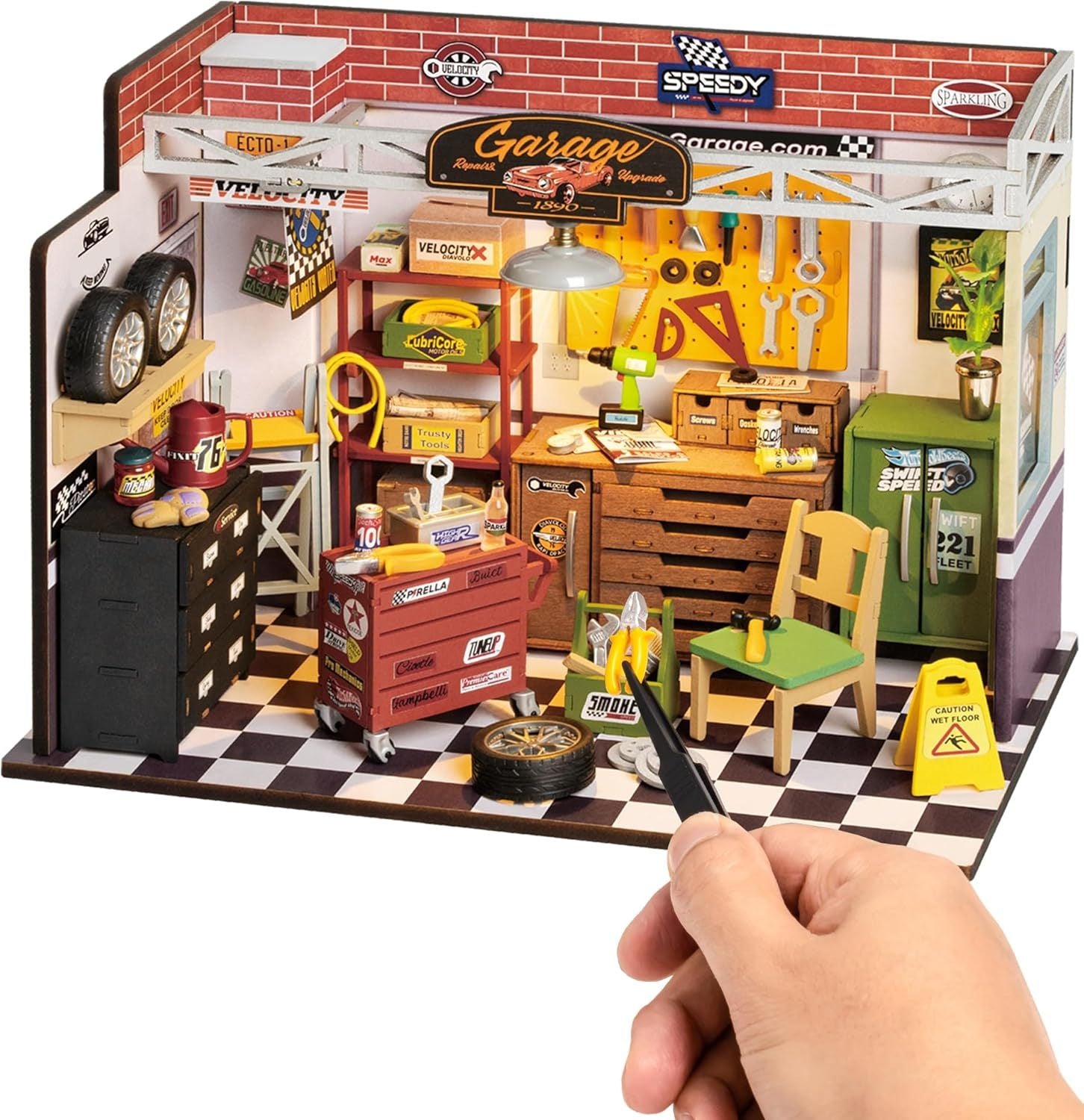 Rolife Garage Workshop DG165 DIY Miniature House Kit with LED Light - Artyhabit
