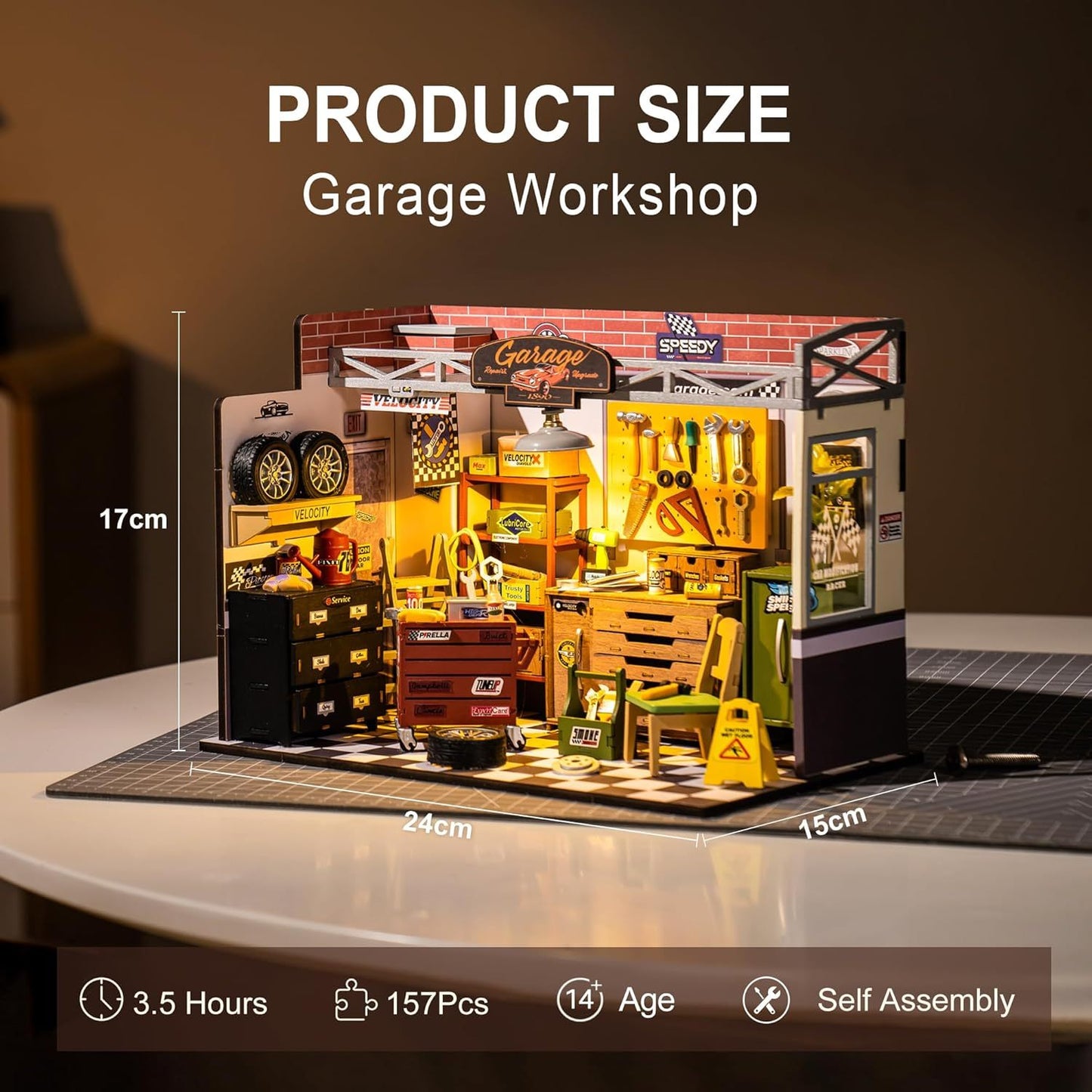 Rolife Garage Workshop DG165 DIY Miniature House Kit with LED Light - Artyhabit