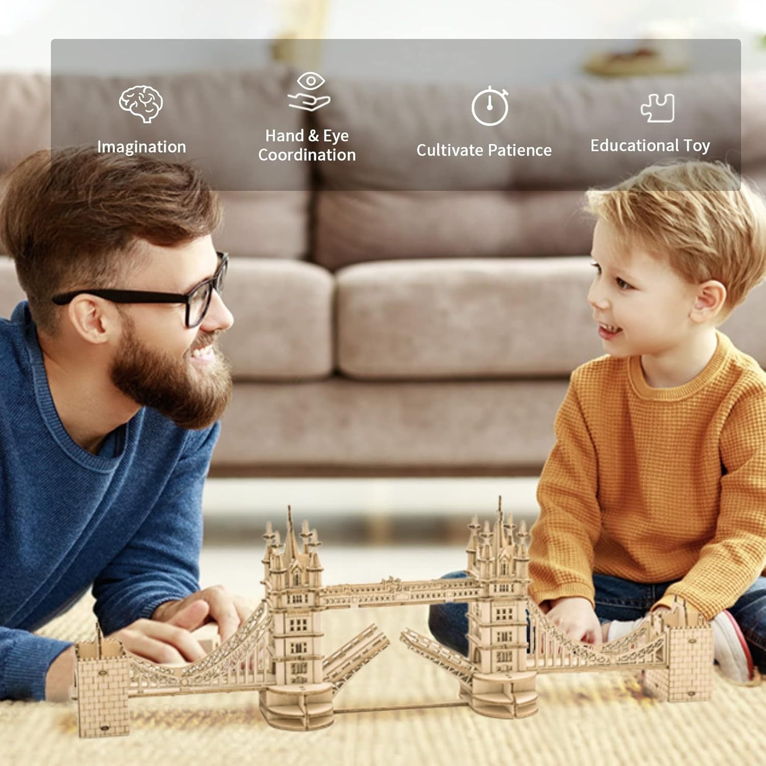 London Tower Bridge – 3D Wooden Puzzle with Lights - Artyhabit