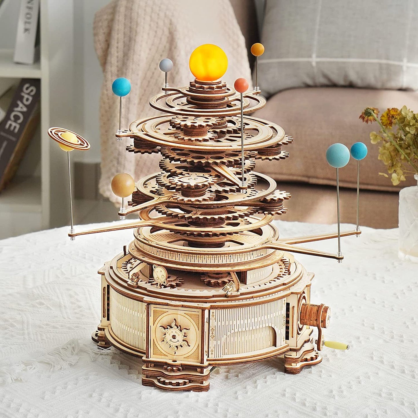 ROKR Mechanical Orrery 3D Wooden Puzzle Kit – Rotating Solar System Model (ST001) - Artyhabit