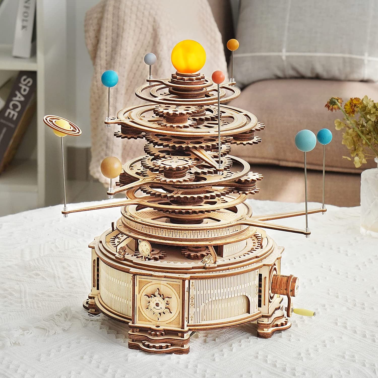 ROKR Mechanical Orrery 3D Wooden Puzzle Kit – Rotating Solar System Model (ST001) - Artyhabit