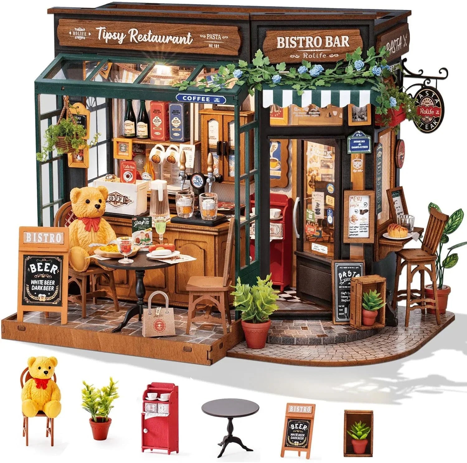 Tipsy Restaurant – DIY Miniature House Kit for Adults & Teens | Cozy Book Nook Decor - Artyhabit