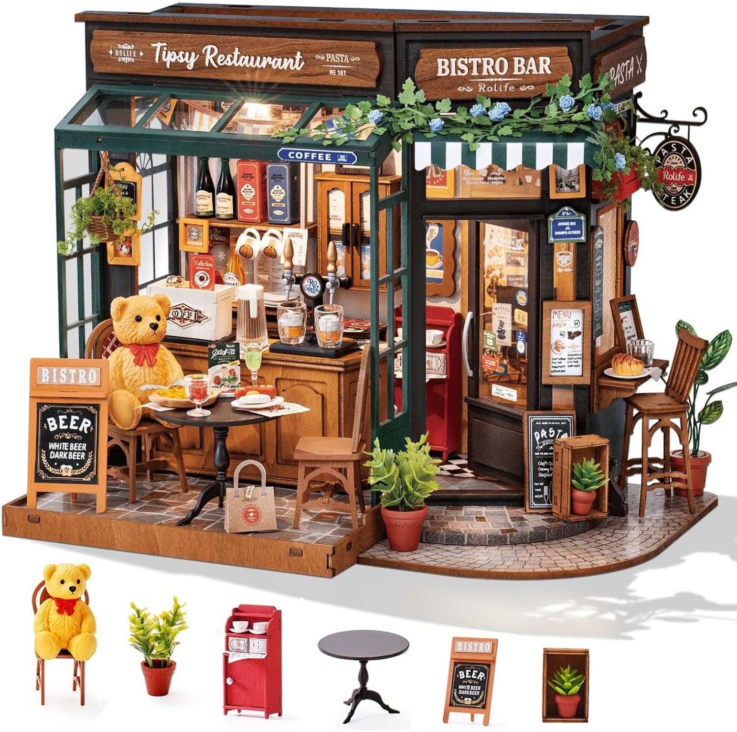 Tipsy Restaurant – DIY Miniature House Kit for Adults & Teens | Cozy Book Nook Decor - Artyhabit