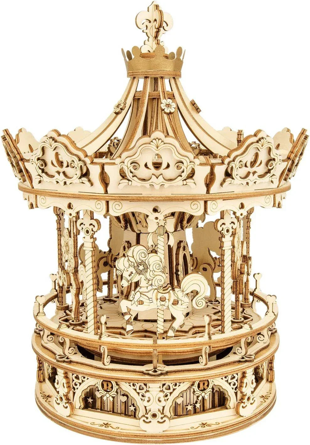 Romantic Carousel – 3D Wooden Puzzle Music Box Kit - Artyhabit