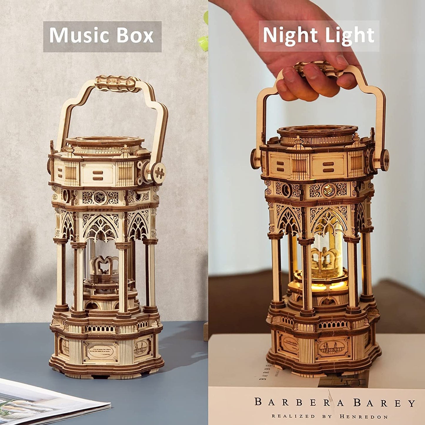 ROKR Victorian Lantern DIY Music Box 3D Wooden Puzzle Kit – Mechanical Model with Lights & Music - Artyhabit