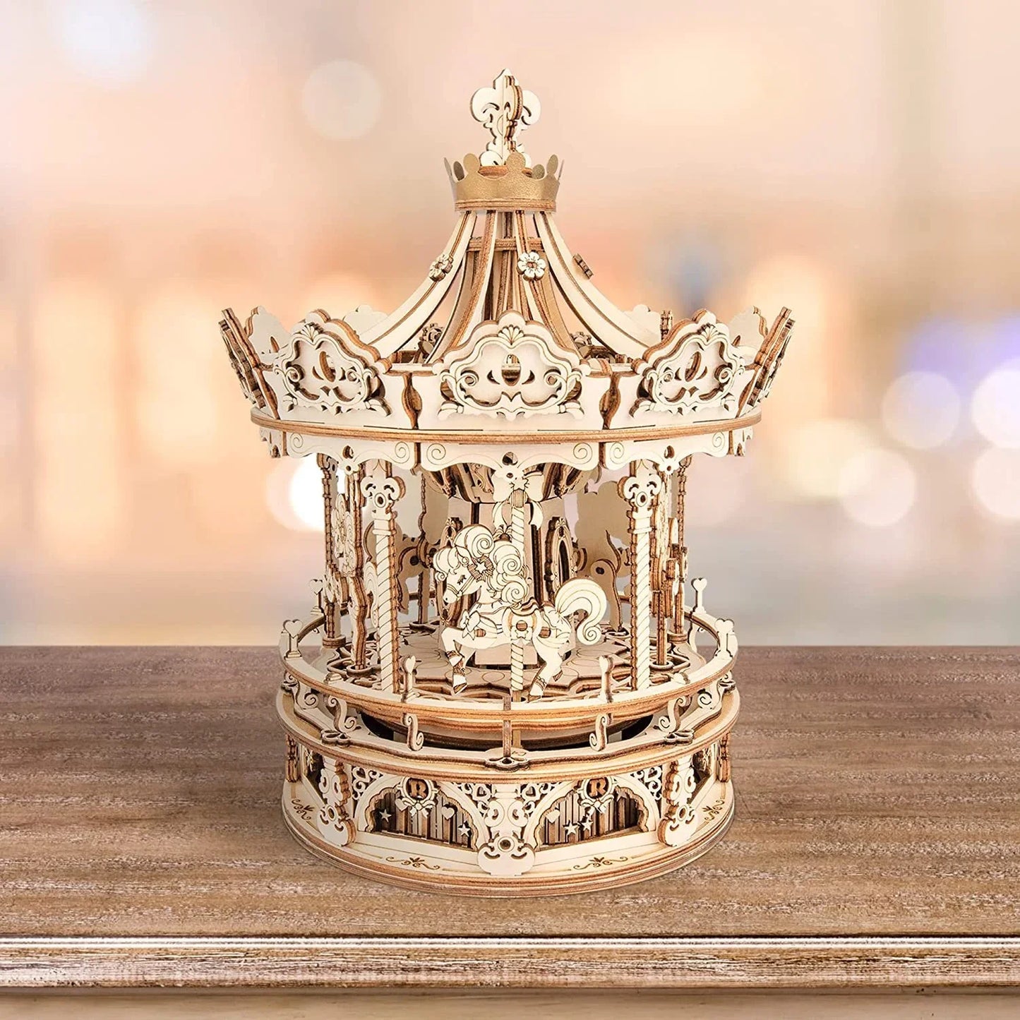 Romantic Carousel – 3D Wooden Puzzle Music Box Kit - Artyhabit