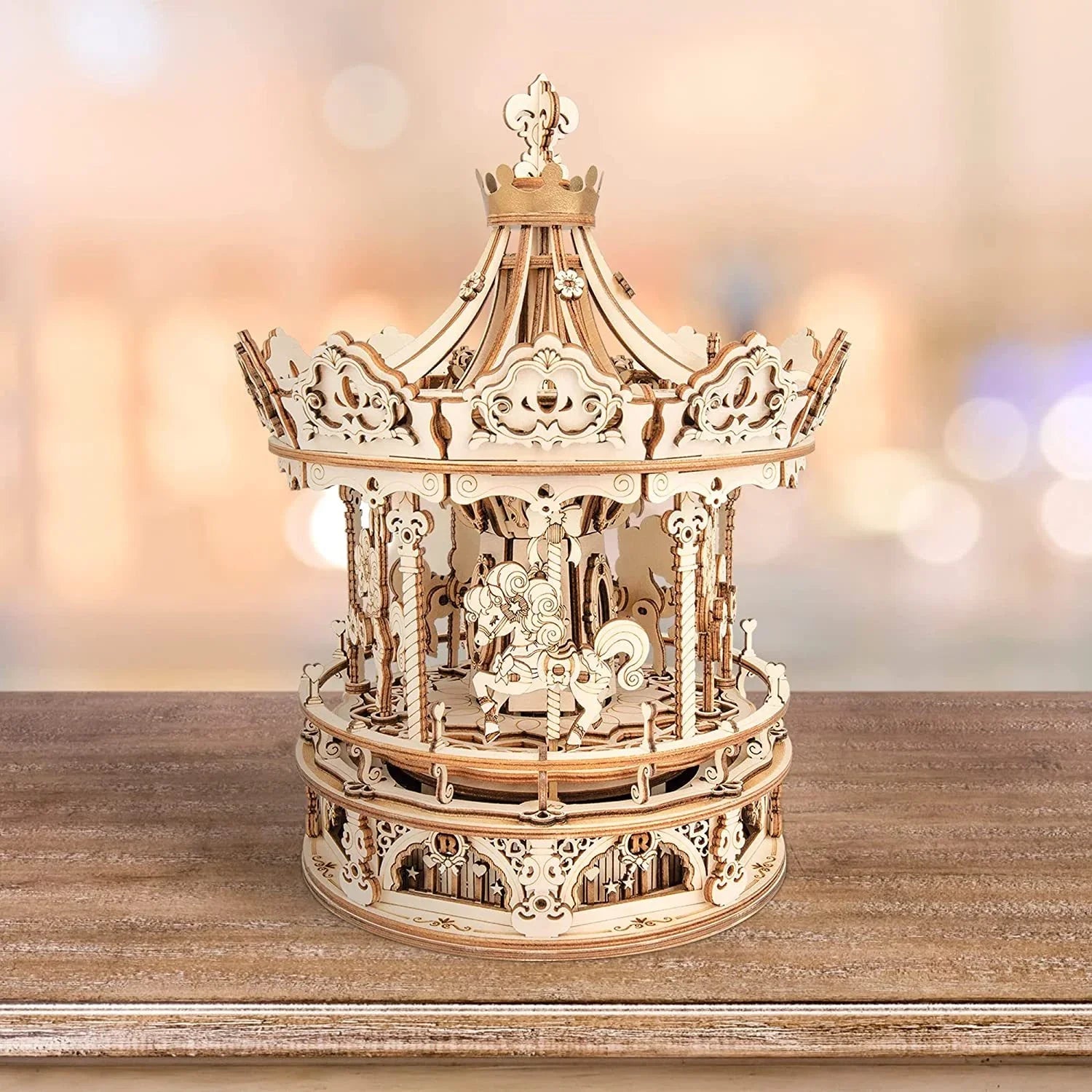 Romantic Carousel – 3D Wooden Puzzle Music Box Kit - Artyhabit
