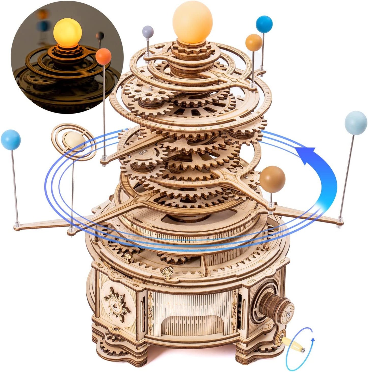 ROKR Mechanical Orrery 3D Wooden Puzzle Kit – Rotating Solar System Model (ST001) - Artyhabit