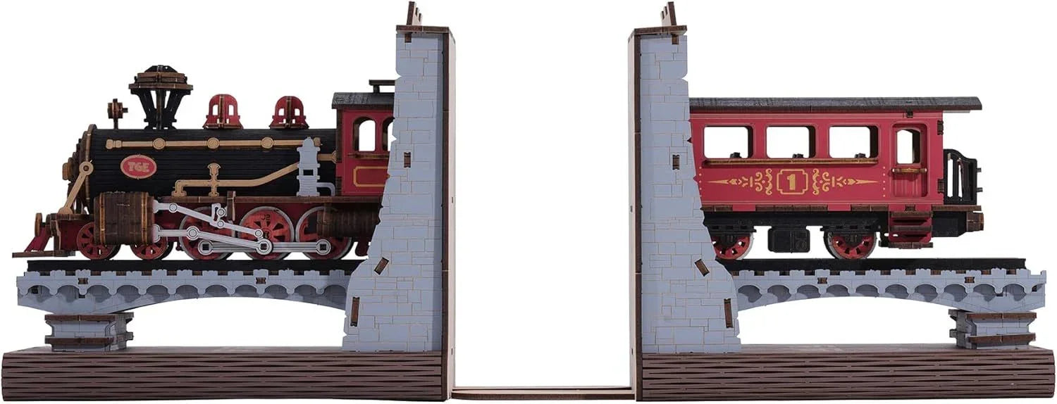 Century Train Book Nook – 3D Wooden Puzzle Bookend Kit - Artyhabit