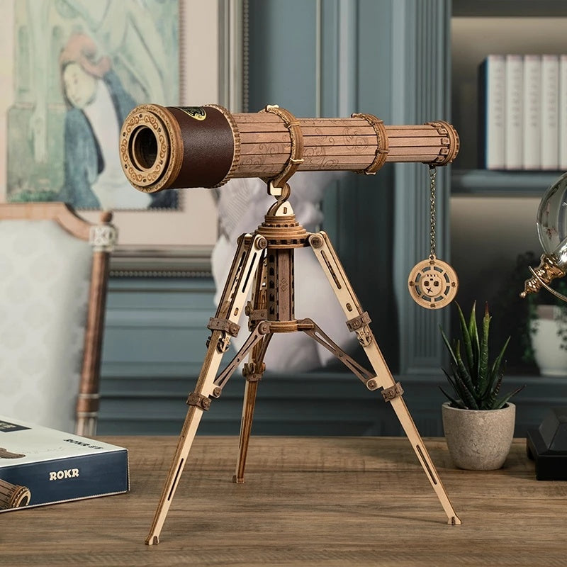 ROKR Monocular Telescope 3D Wooden Puzzle Kit – Functional Optics Model (ST004) - Artyhabit