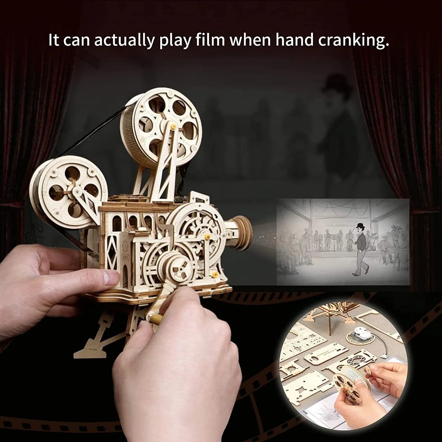 Vitascope Movie Projector – 3D Mechanical Wooden Puzzle Kit - Artyhabit