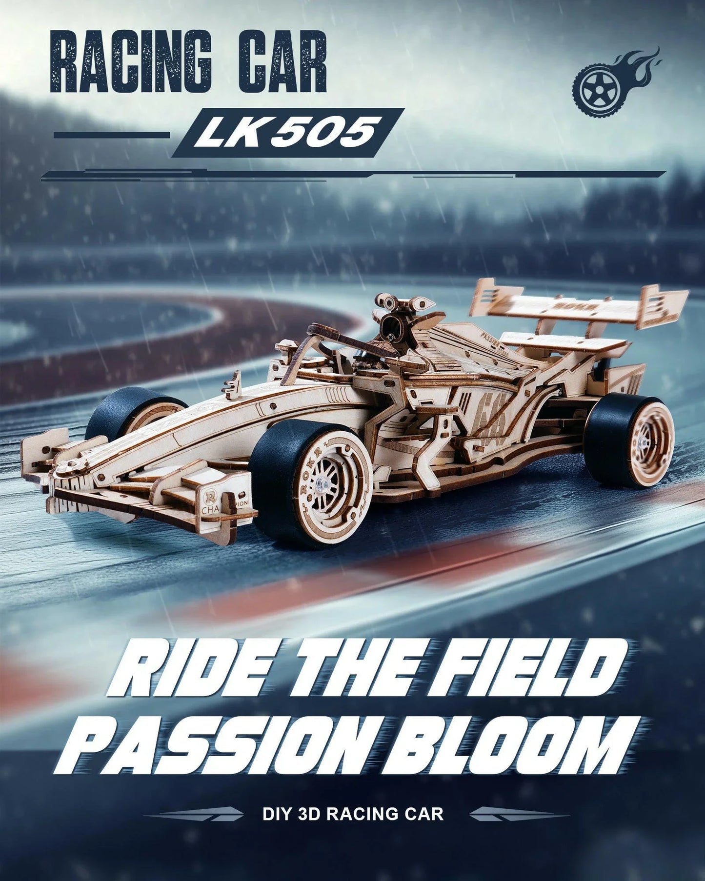 3D Wooden Racing Car Puzzle – Mechanical Model Kit with Roaring Engine - Artyhabit