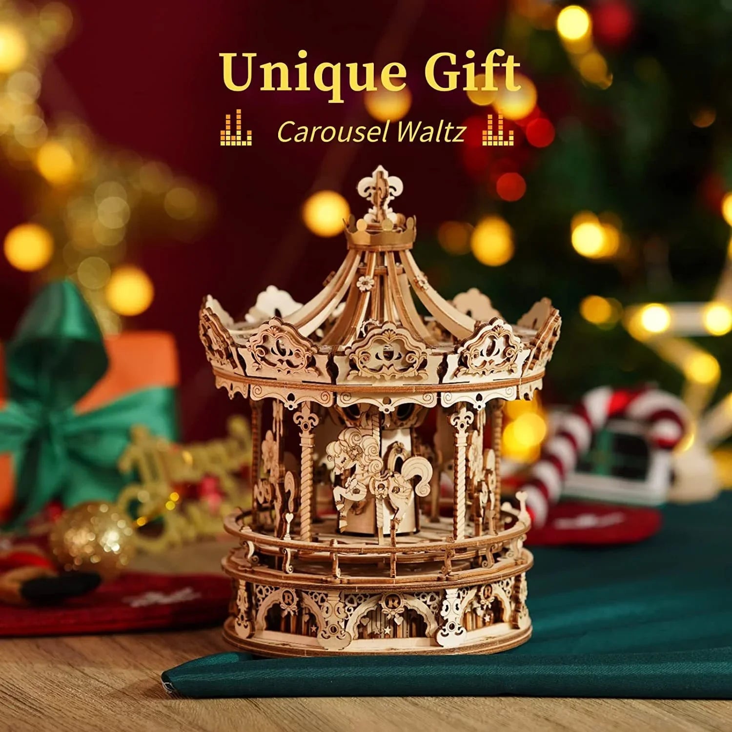 Romantic Carousel – 3D Wooden Puzzle Music Box Kit - Artyhabit