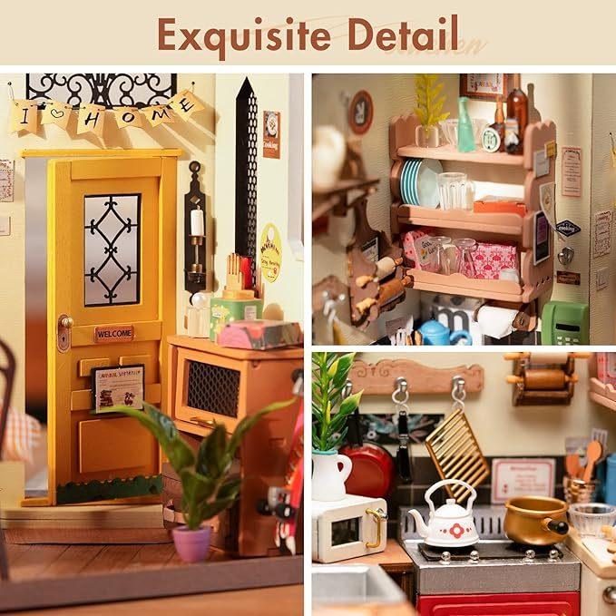 Happy Kitchen Miniature Dollhouse – DIY Puzzle Kit with LED - Artyhabit