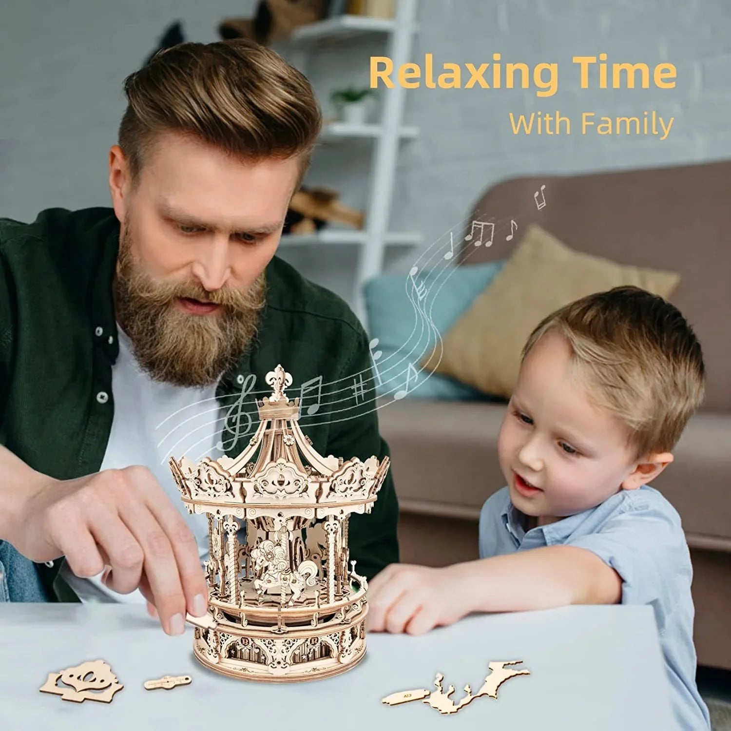Romantic Carousel – 3D Wooden Puzzle Music Box Kit - Artyhabit