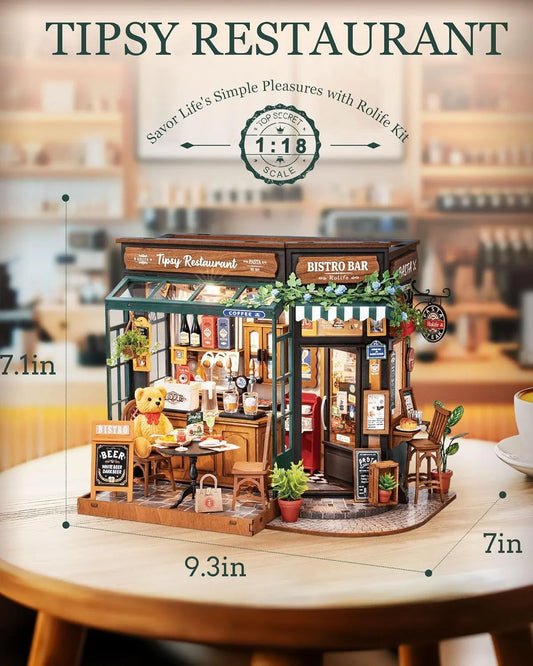 Tipsy Restaurant – DIY Miniature House Kit for Adults & Teens | Cozy Book Nook Decor - Artyhabit