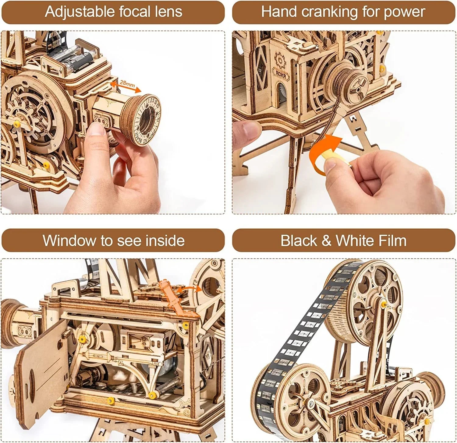 Vitascope Movie Projector – 3D Mechanical Wooden Puzzle Kit - Artyhabit
