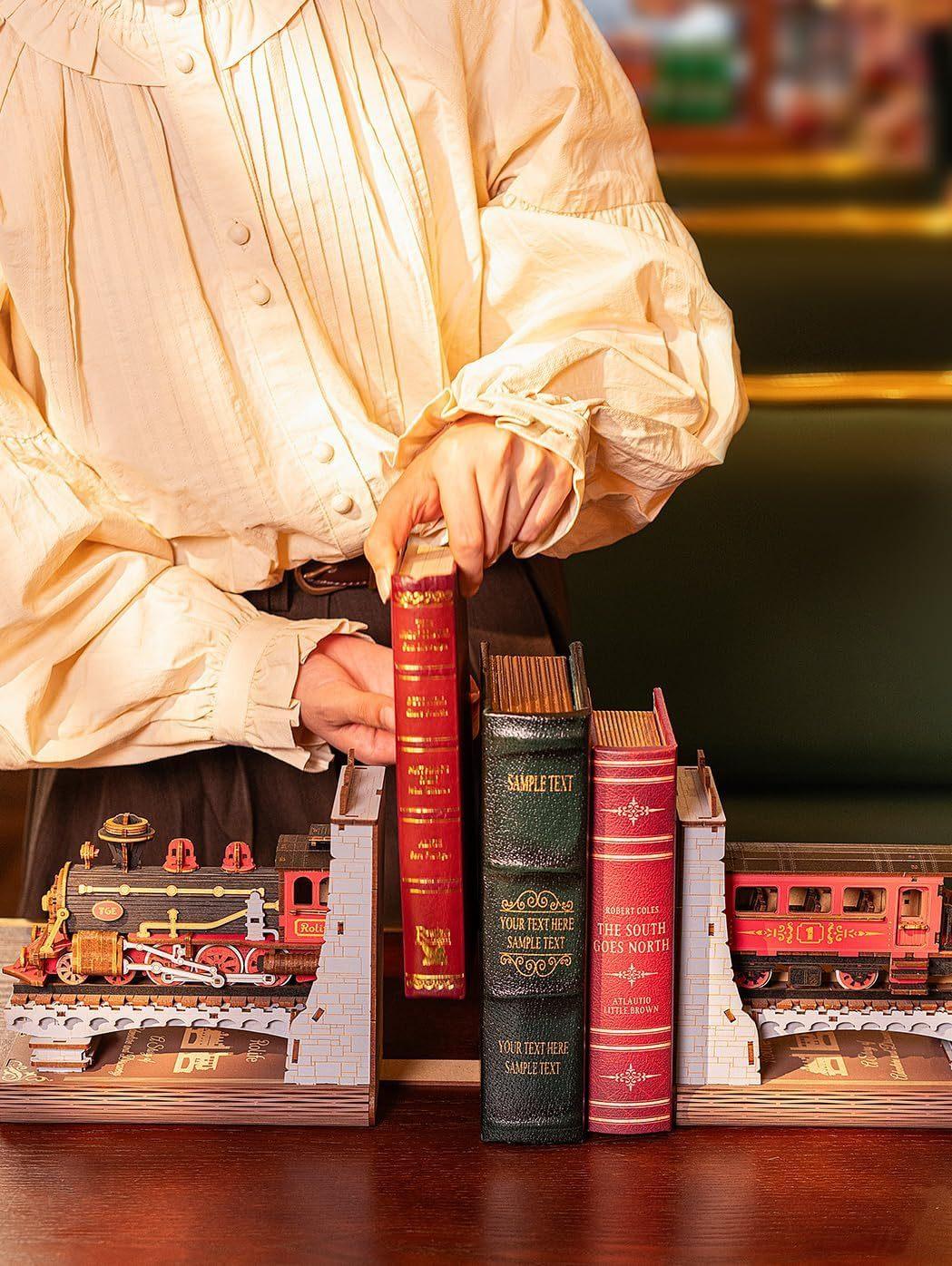 Century Train Book Nook – 3D Wooden Puzzle Bookend Kit - Artyhabit