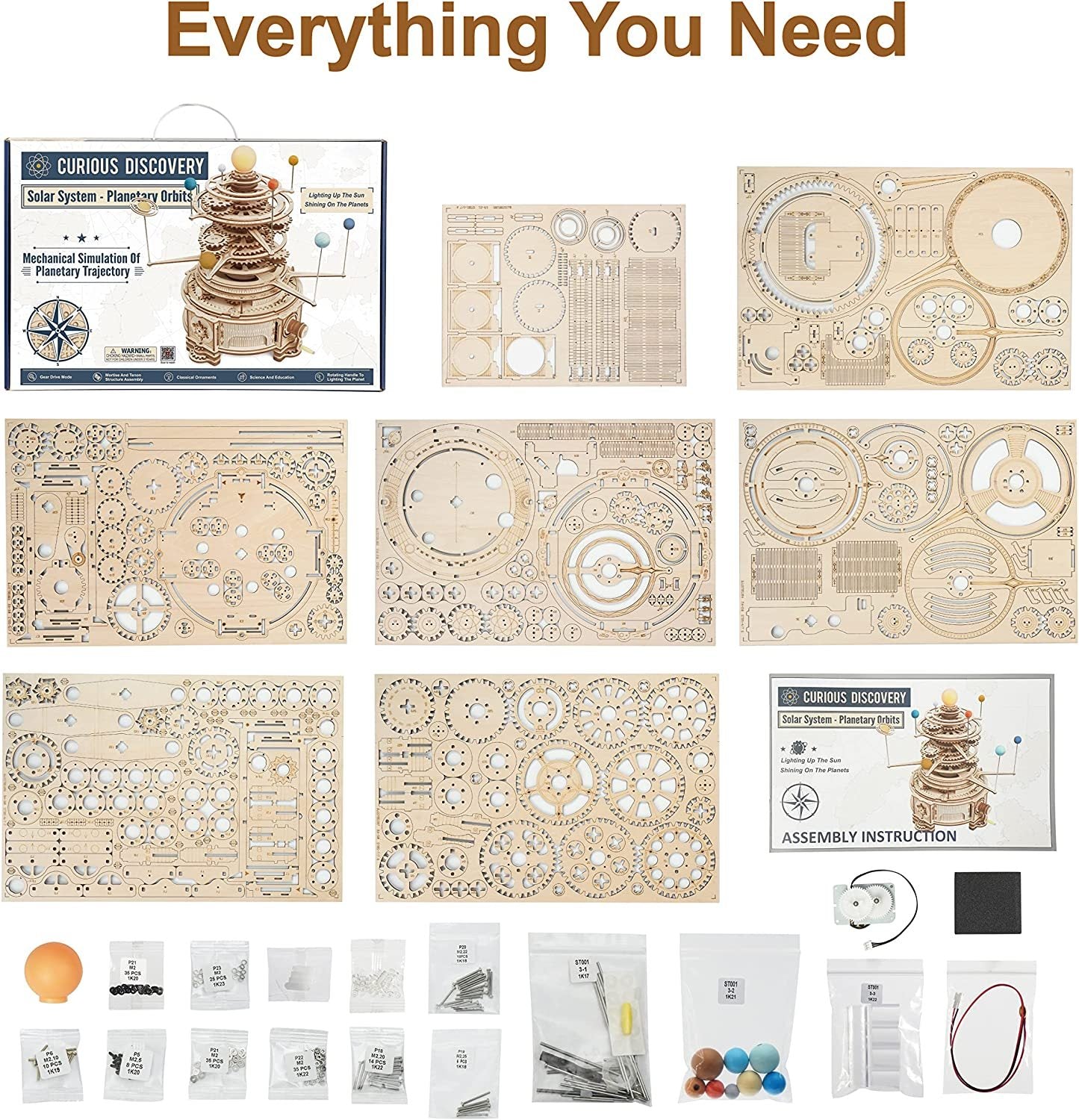 ROKR Mechanical Orrery 3D Wooden Puzzle Kit – Rotating Solar System Model (ST001) - Artyhabit