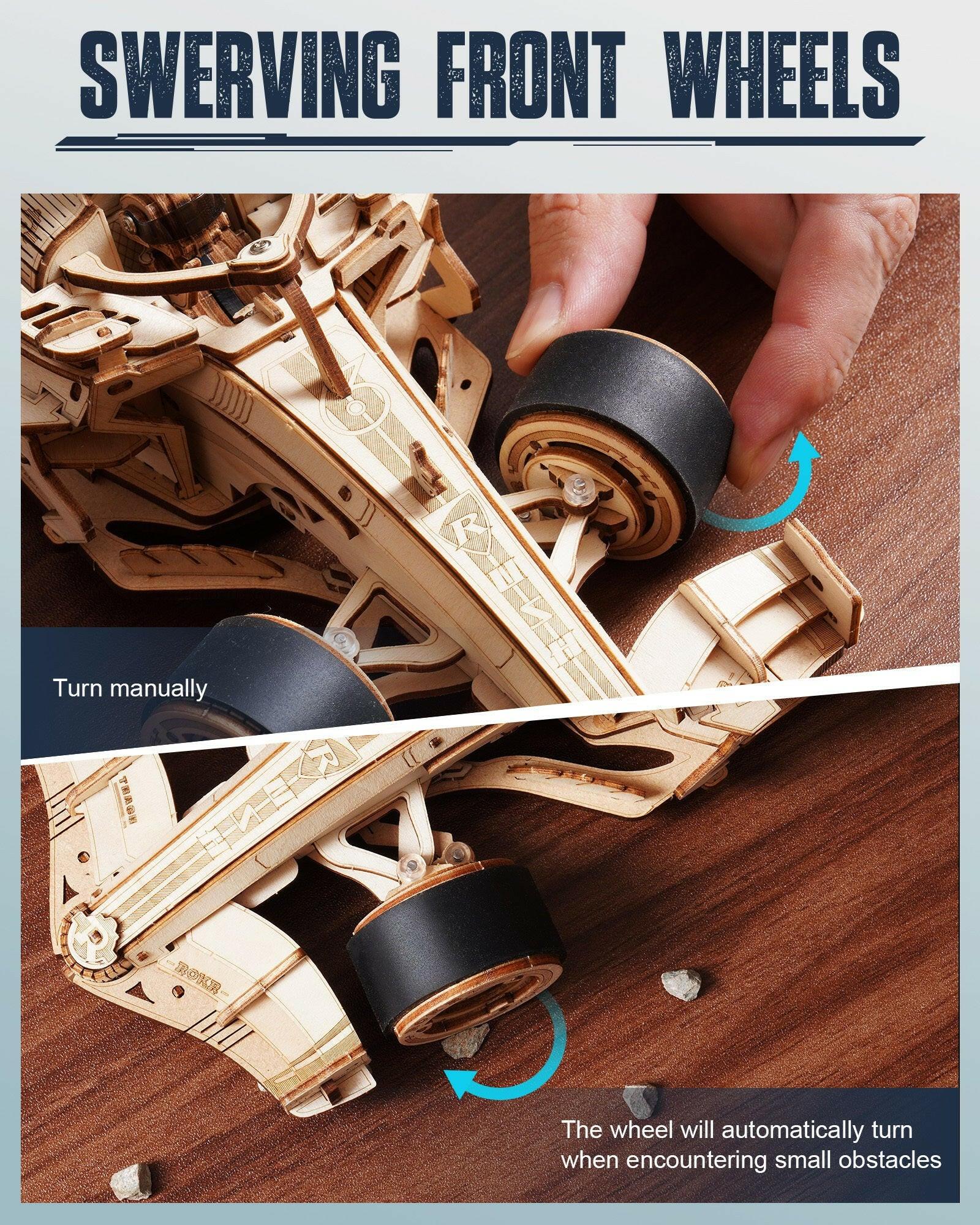 3D Wooden Racing Car Puzzle – Mechanical Model Kit with Roaring Engine - Artyhabit