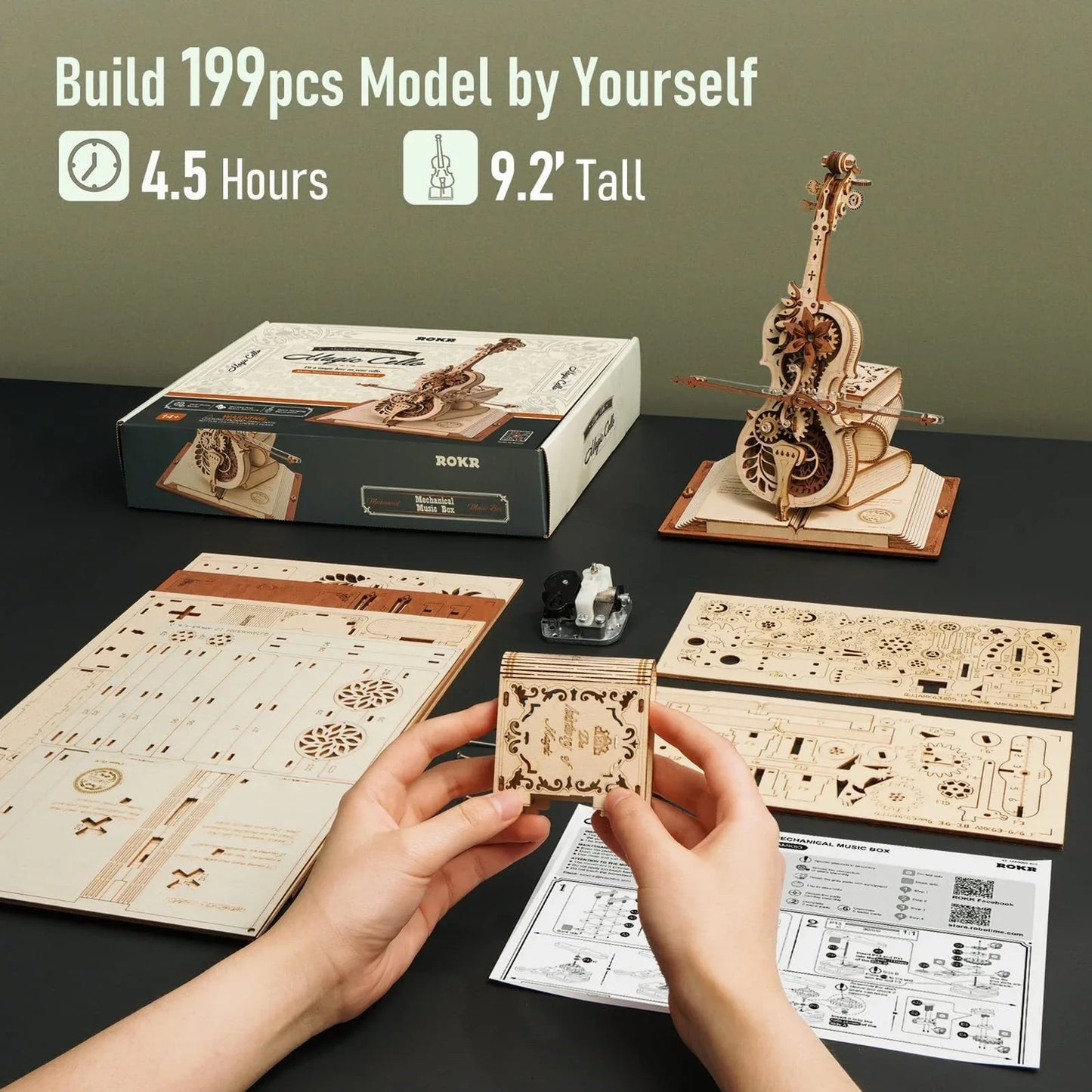 Magic Cello – 3D Wooden Mechanical Puzzle Music Box - Artyhabit