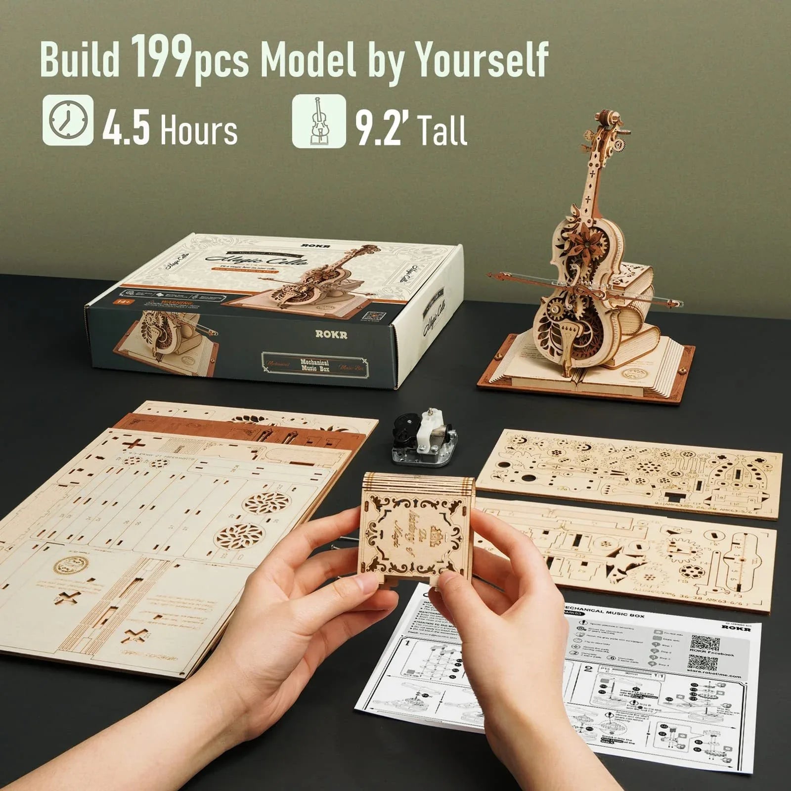 Magic Cello – 3D Wooden Mechanical Puzzle Music Box - Artyhabit
