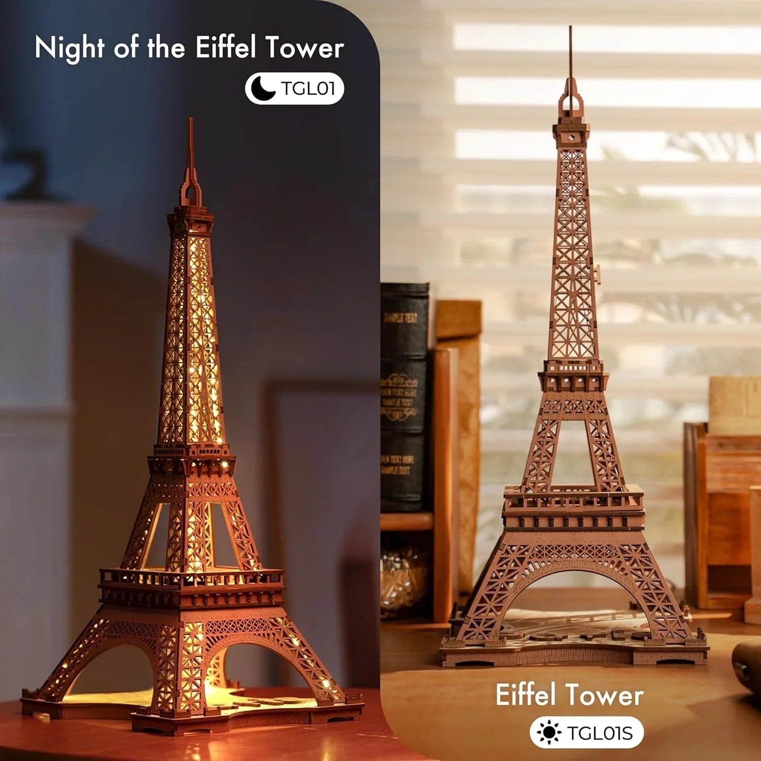 Eiffel Tower 3D Wooden Puzzle – Light-Up Model with 4 Light Shows - Artyhabit